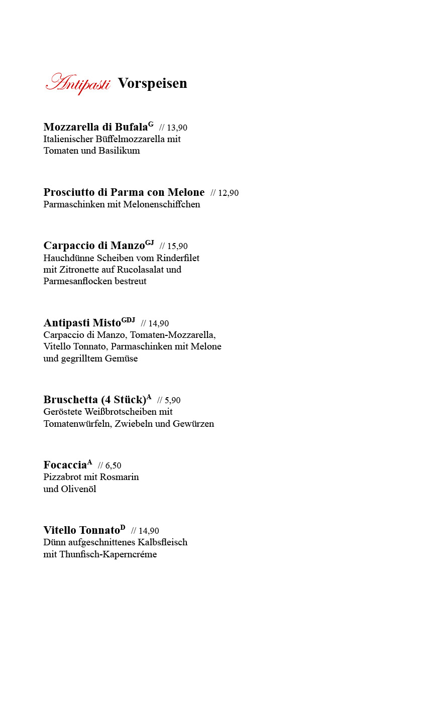 Restaurant Il Borgo Grünheide Speisekarte 2