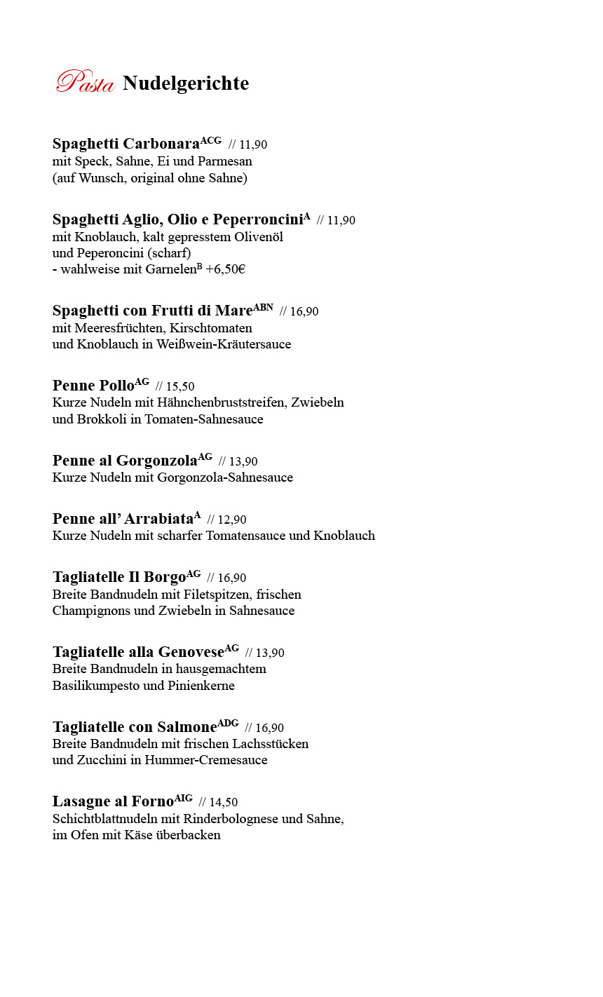 Restaurant Il Borgo Grünheide Speisekarte 4